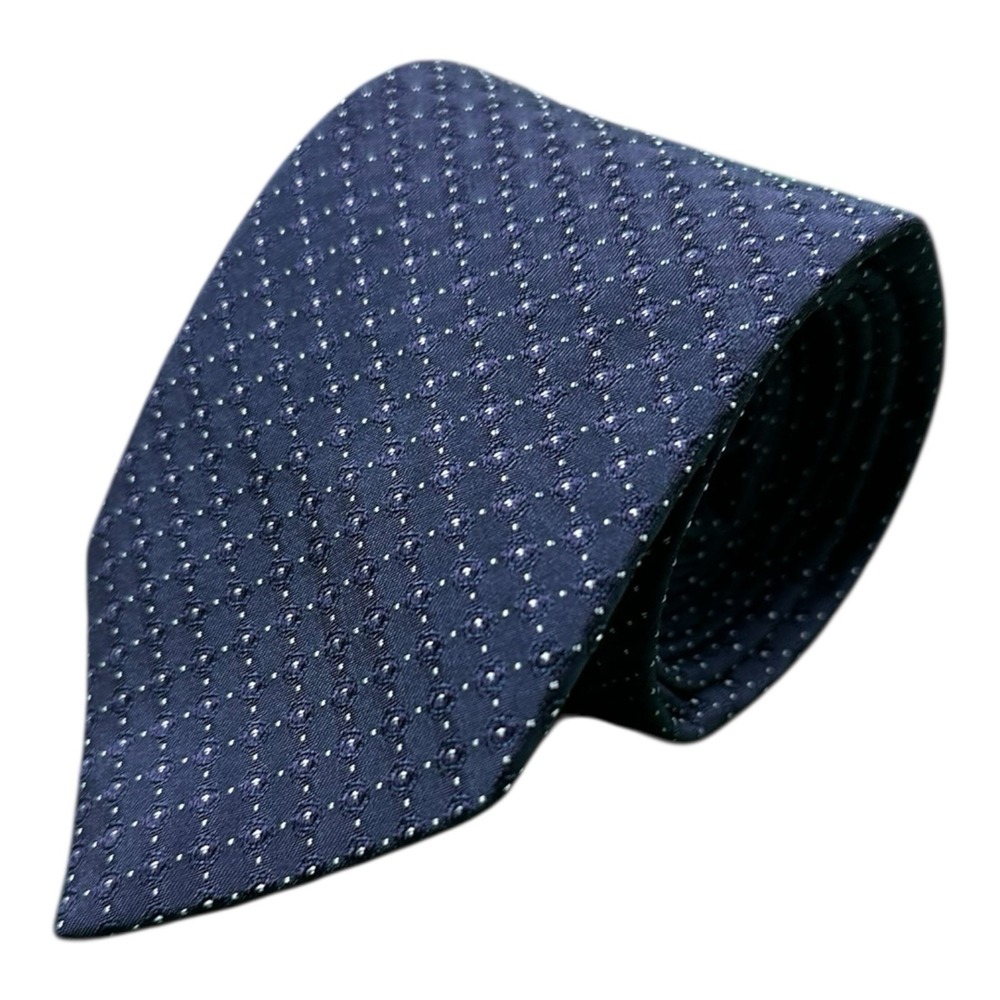 John Varvatos Navy White Dot Silk Men's Tie 3 Inch Width Made in Italy